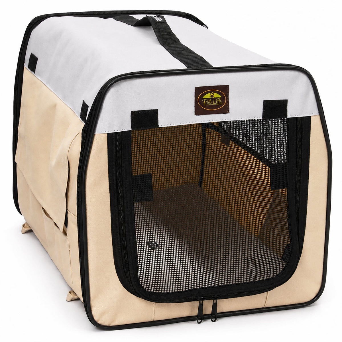 Pet Life ® 'Easy Folding' Zippered Folding Collapsible Wire Framed Lightweight Pet Dog Carrier