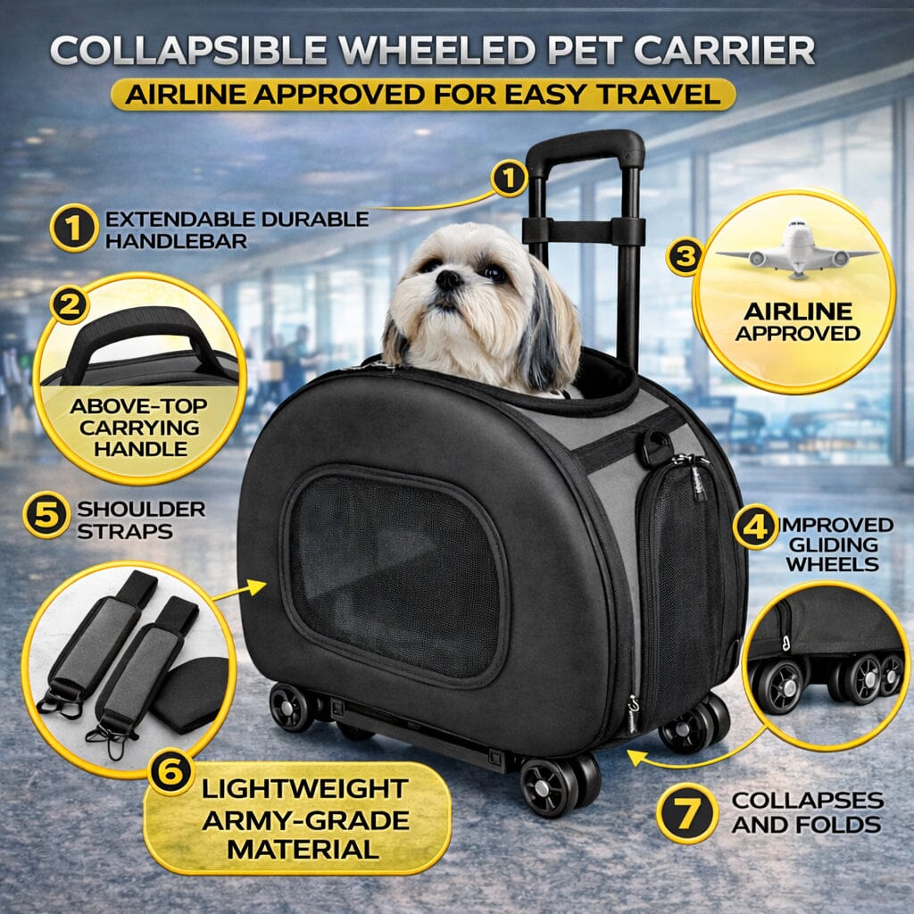 Pet Life ® 'Final Destination' Airline Approved 2-in-1 Tough-Shell Wheeled Dog Carrier Crate